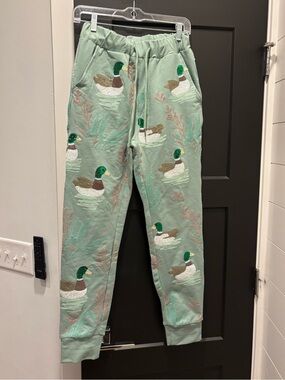Belle Cher Marsh Mallard Sweatpants Sequin Embellished Duck Goose Hunting Jogger